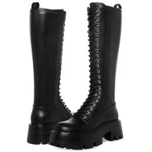 Steve Madden Black Chunky Lace-Up Boots